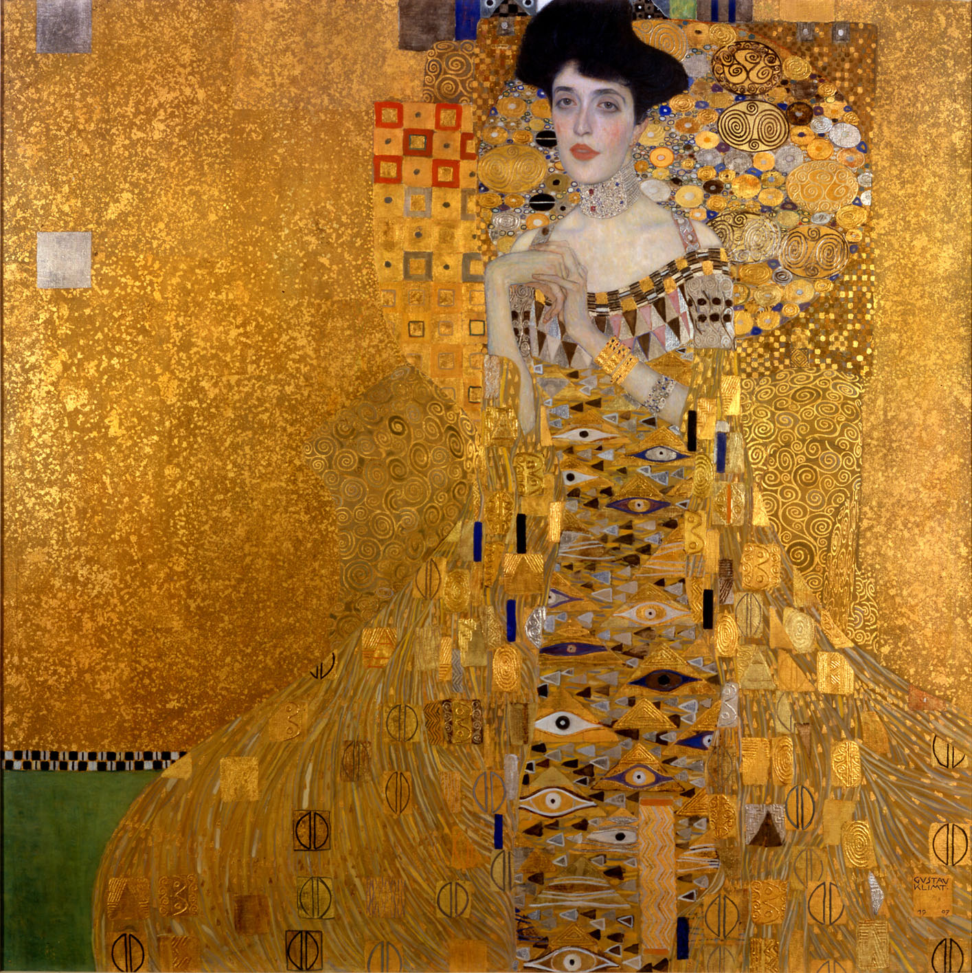 Chân dung Adele Bloch-Bauer I (1903-1907) – Gustav Klimt Kích thước: 138 cm × 138 cm Chất liệu: Sơn dầu, vàng lá, bạc trên vải