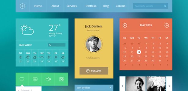 20 mẫu thiết kế Flat UI miễn phí