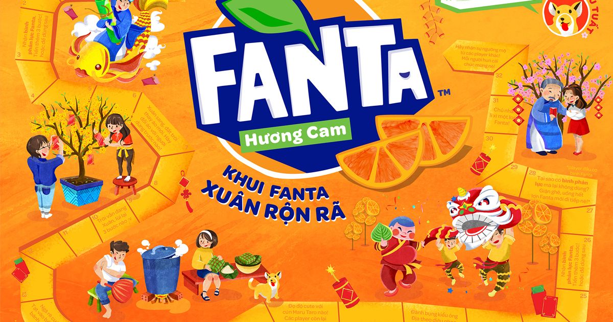 Trò chơi trên bao bì thùng Fanta cho năm mới Mậu Tuất