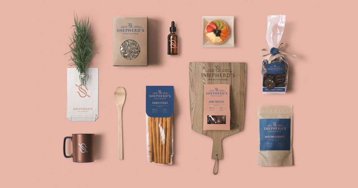 Bộ nhận diện thương hiệu mộc mạc của Shepher's Provisions