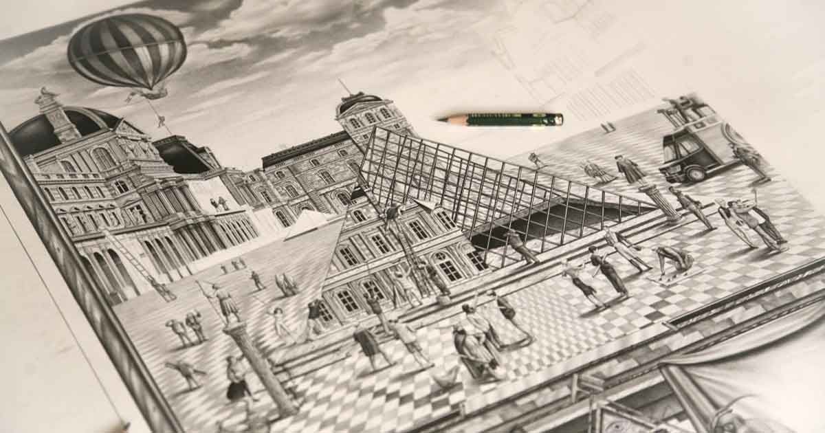 Poster tỉ mỉ cho buổi triển lãm của nghệ sĩ đương đại JR tại bảo tàng Louvre