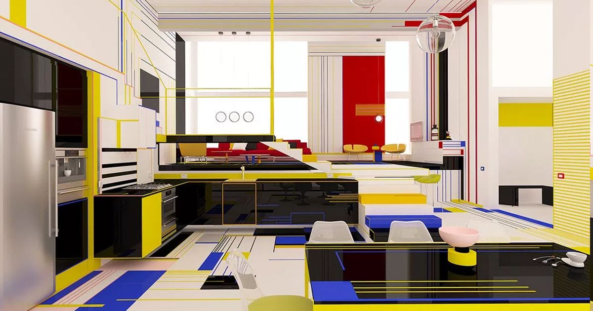 Cảm hứng từ huyền thoại Piet Mondrian với thiết kế nội thất phong cách De Stijl