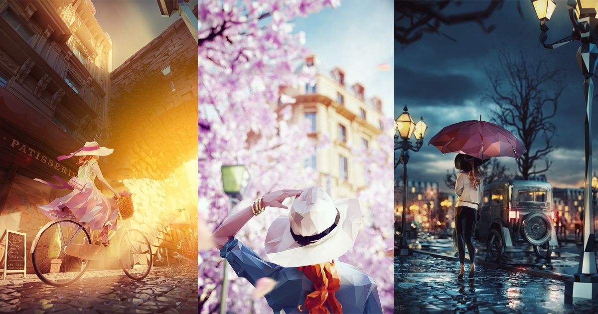 Ngắm nhìn thành phố Paris diễm lệ qua phong cách minh họa low-poly
