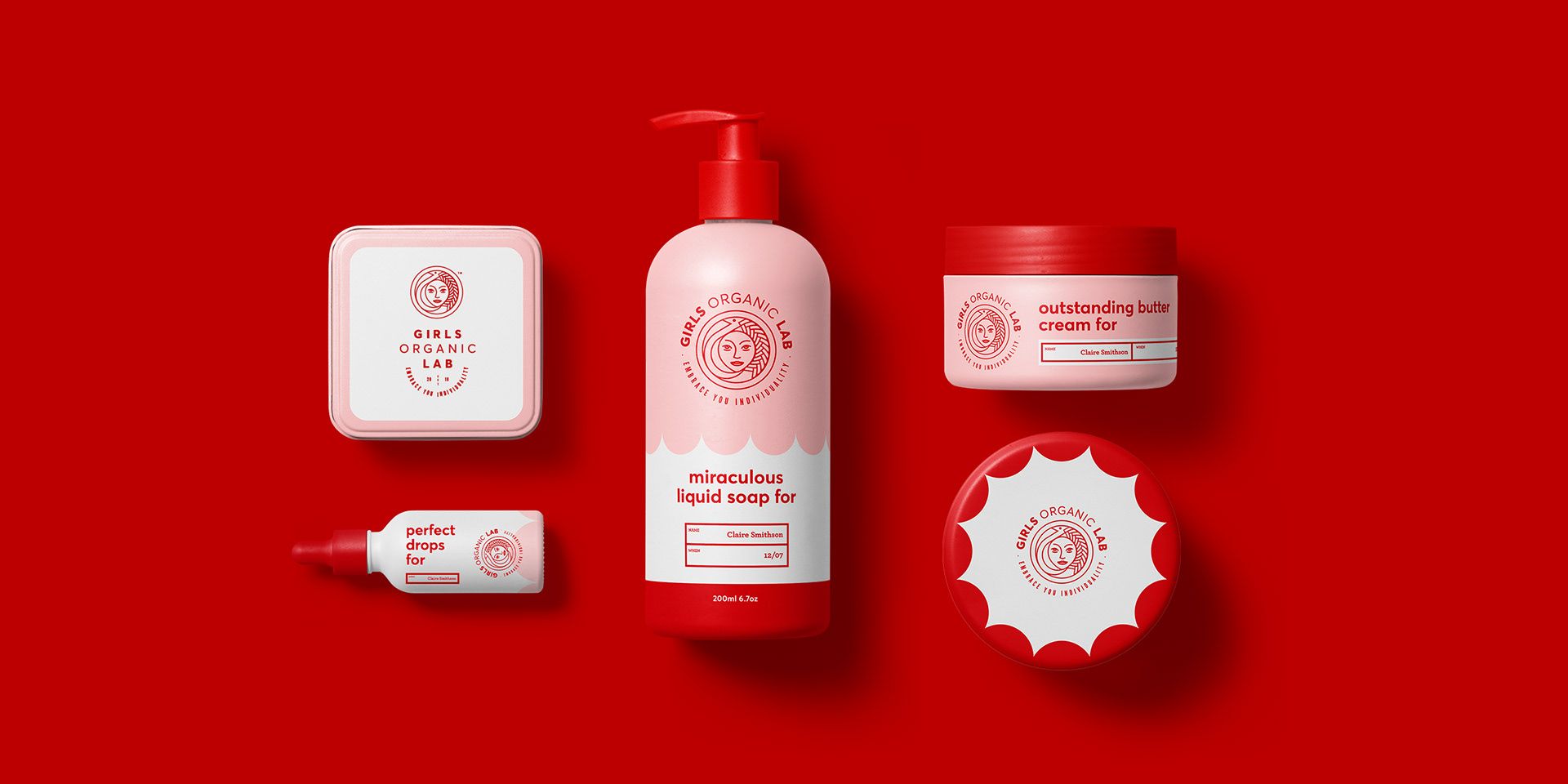 Thương hiệu chăm sóc cơ thể Girls Organic Lab với sắc đỏ thu hút ánh nhìn