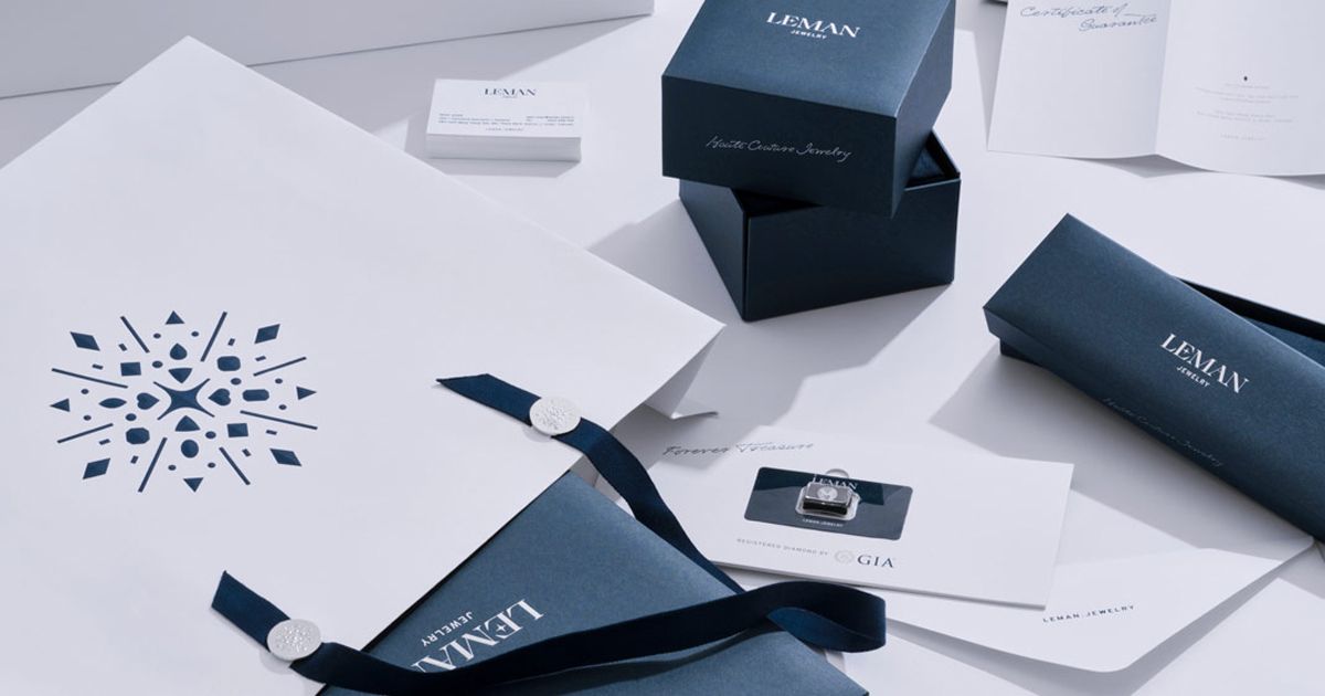Bộ nhận diện sang trọng M — N Associates thiết kế cho Leman Jewelry