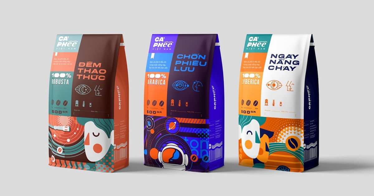 Minh hoạ bao bì sinh động dành cho câu chuyện Cà phê Việt Nam