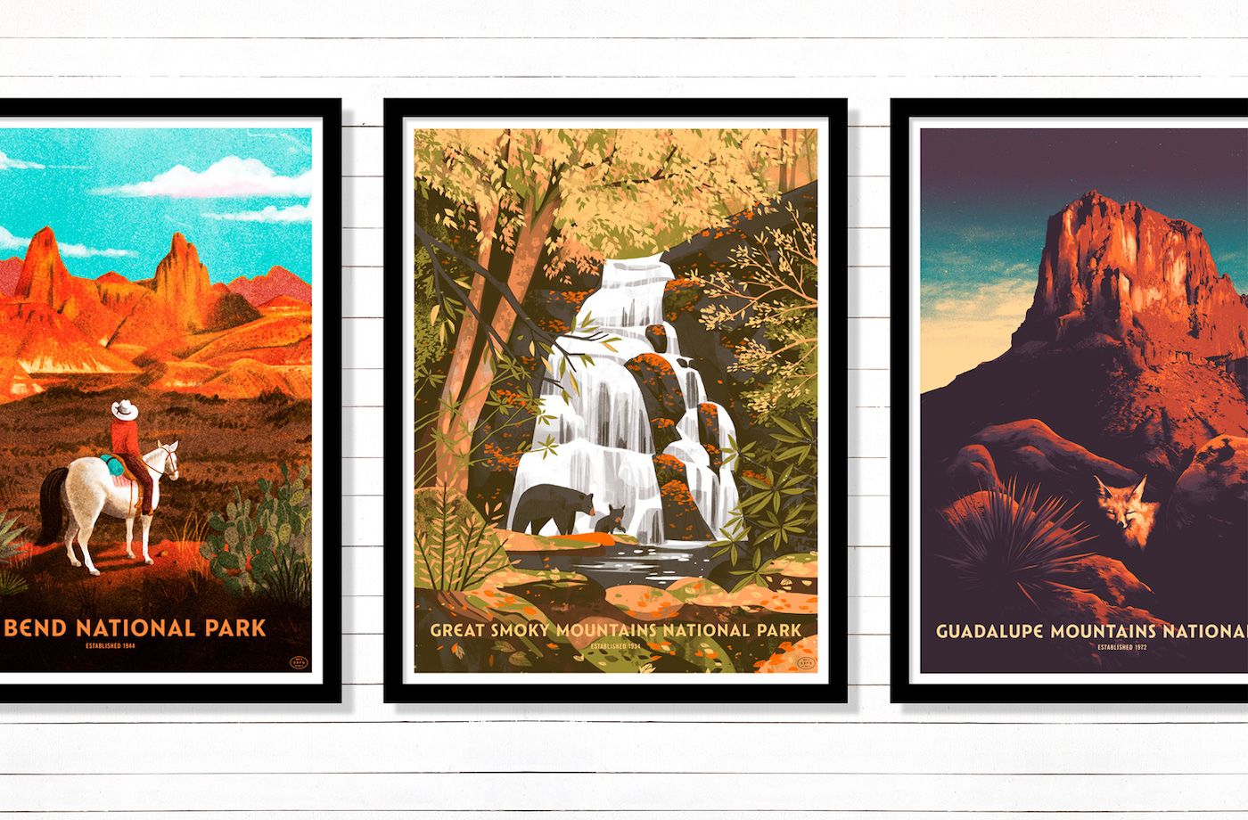 Chuỗi ấn phẩm Fifty‑Nine Parks Print Series khắc họa vẻ đẹp của các vườn quốc gia