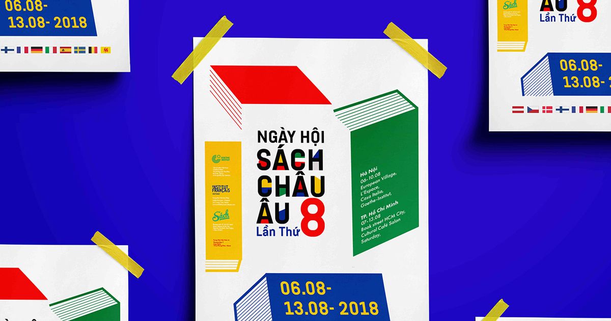 Đồ án thiết kế mang sắc màu Bauhaus rực rỡ dành cho ngày hội sách "European Books Day"