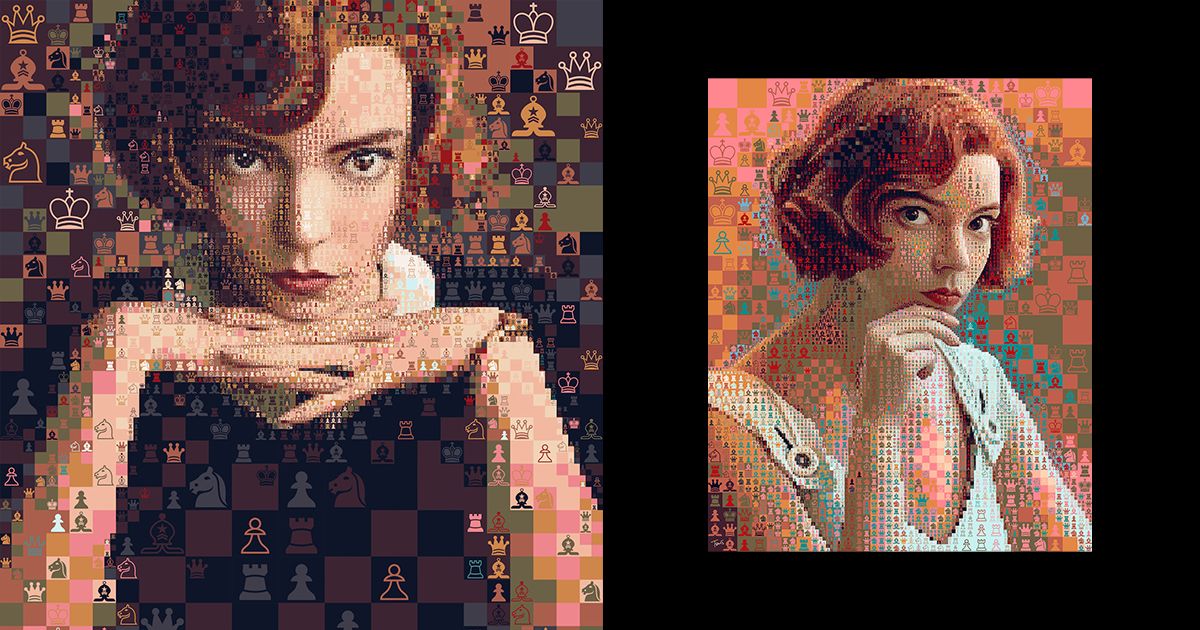 Nghệ sĩ tạo nên chân dung của Beth Harmon trong 'The Queen’s Gambit' với hàng loạt những quân cờ vua