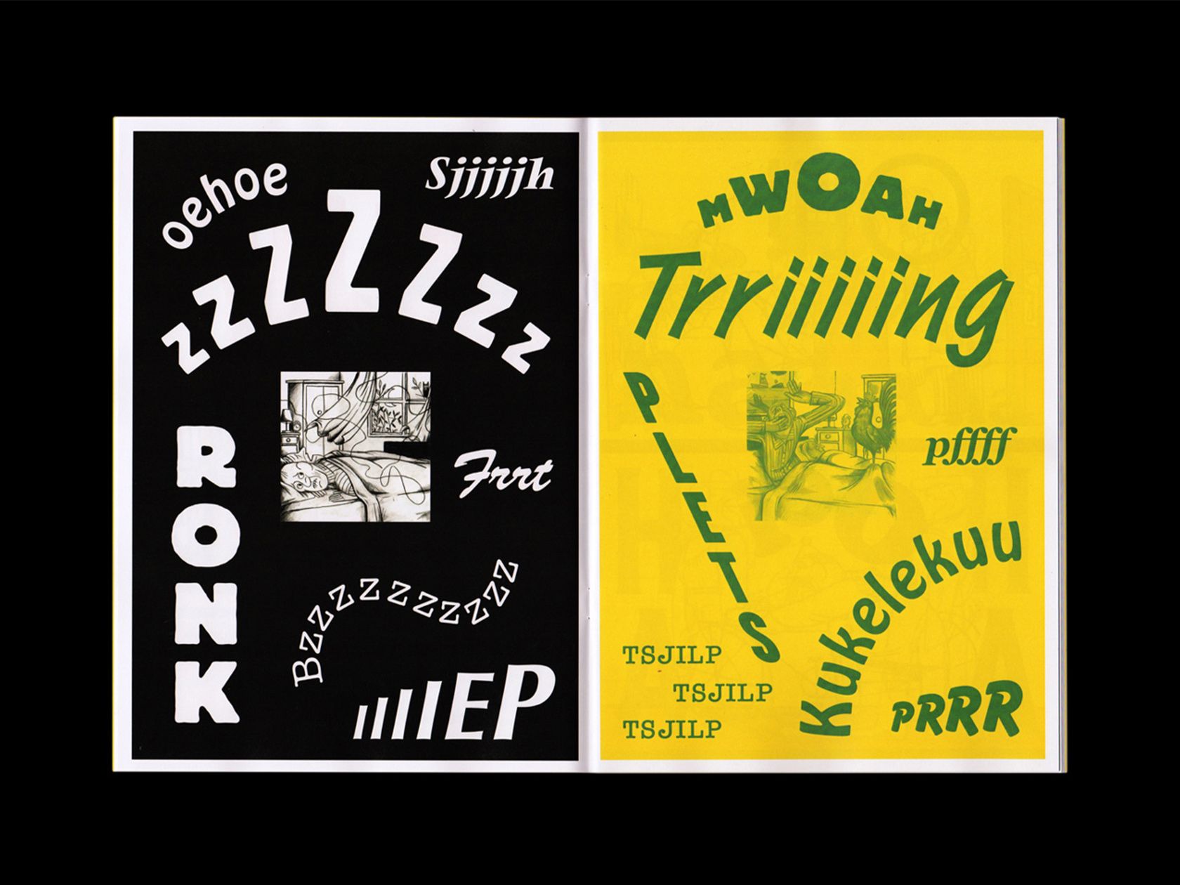 Tìm hình ảnh và typography cho âm thanh qua tạp chí minh họa ‘Onomatopee’