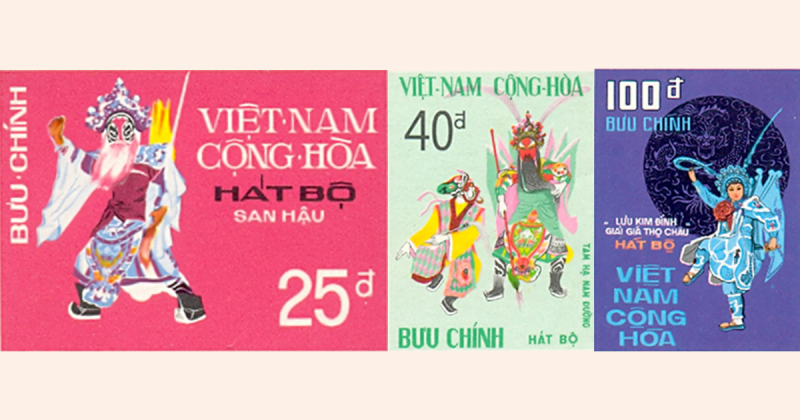 3 bộ tem đầu tiên về nghệ thuật Hát Bội Việt Nam