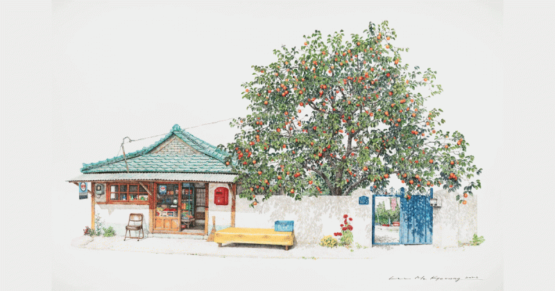 Minh họa tinh xảo các cửa hàng cổ kính ở góc phố Hàn Quốc của Lee Me Kyeoung
